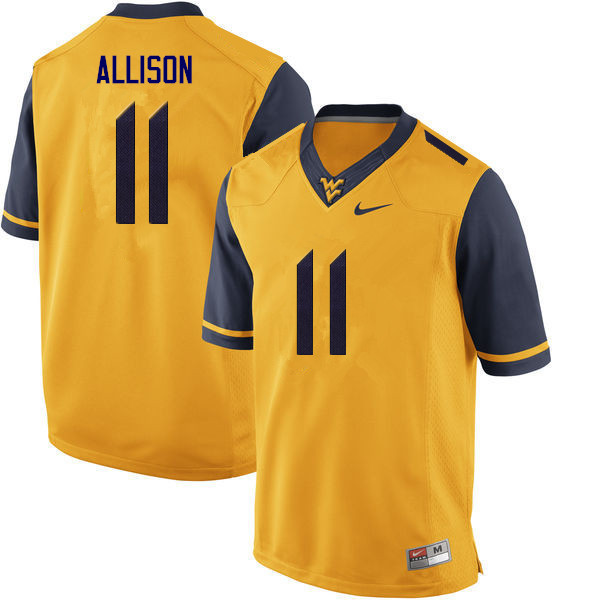 NCAA Men's Jack Allison West Virginia Mountaineers Gold #11 Nike Stitched Football College Authentic Jersey GQ23Q15JI